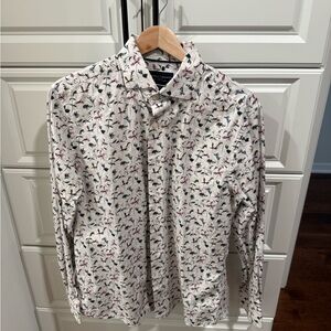 Charles Tyrwhitt White Floral Casual Button Down Shirt
